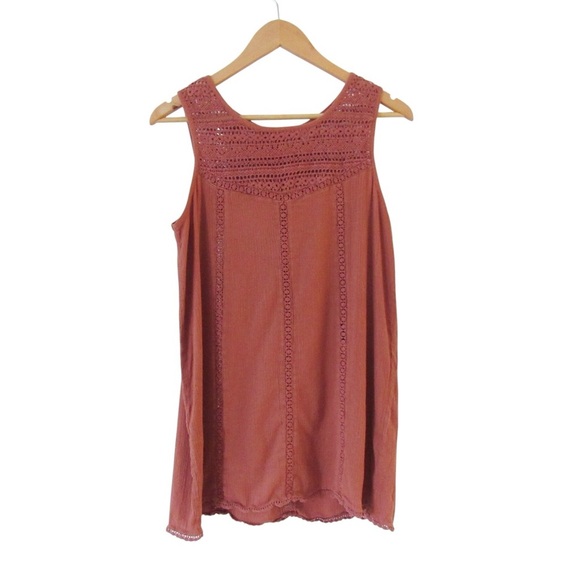 Garnet Hill Crochet Sleeveless Tank Top Tunic Size 10 Gauzy Cotton Beach Boho - Picture 1 of 9